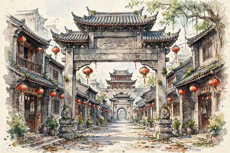 潮州牌坊街手绘